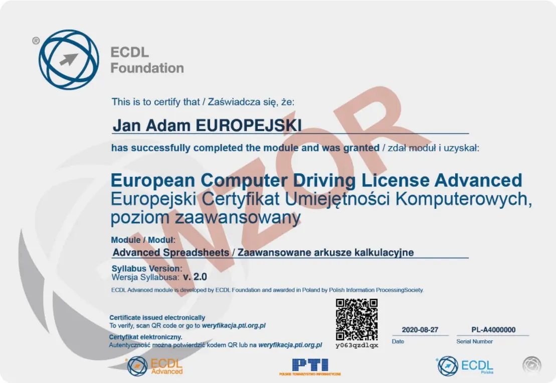 certyfikat ECDL